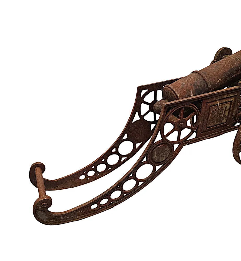 A Very Rare Pair of Mid 20th Century Heavy Cast Iron Garden Cannons