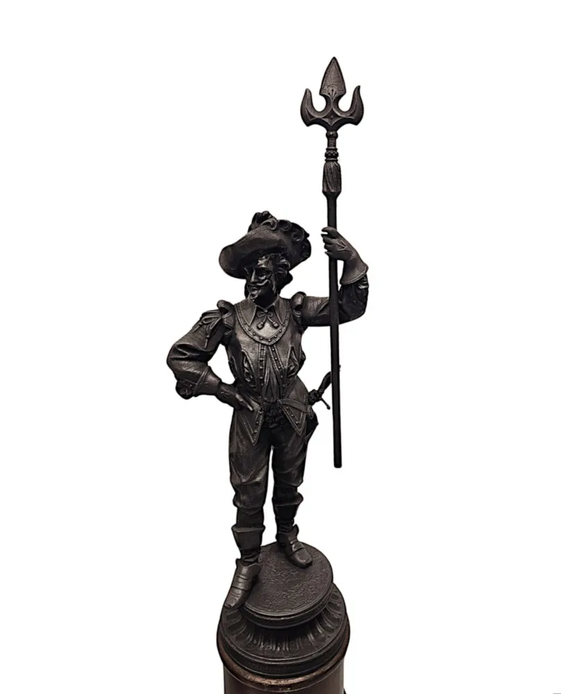 A Rare Pair of 19th Century Spelter Figural Cavalier Sculptures 