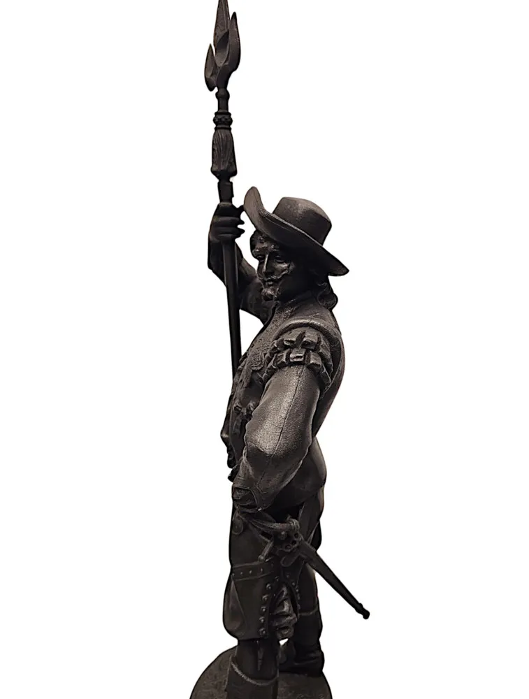 A Rare Pair of 19th Century Spelter Figural Cavalier Sculptures 
