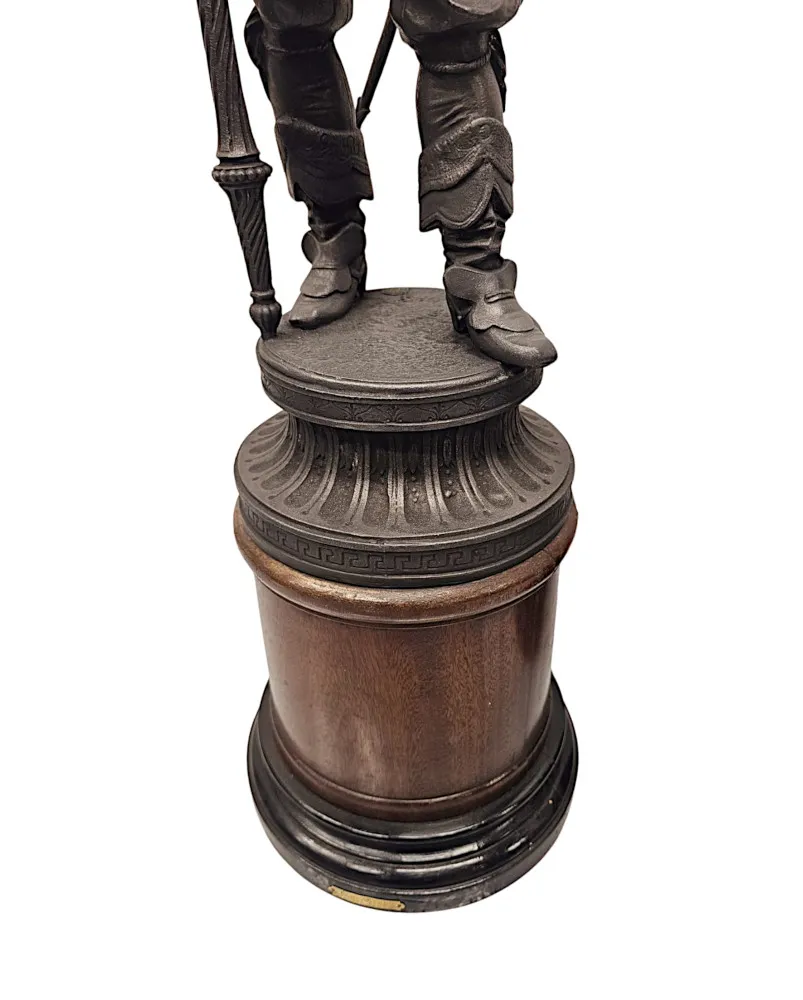 A Rare Pair of 19th Century Spelter Figural Cavalier Sculptures 