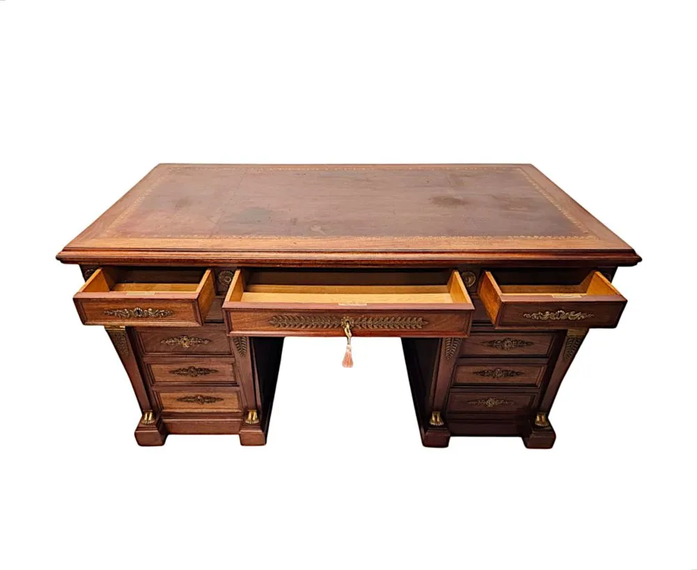 A Fabulous 19th Century French Empire Style Office Desk with Ormolu Mounts by Saddier et Ses Fils Paris