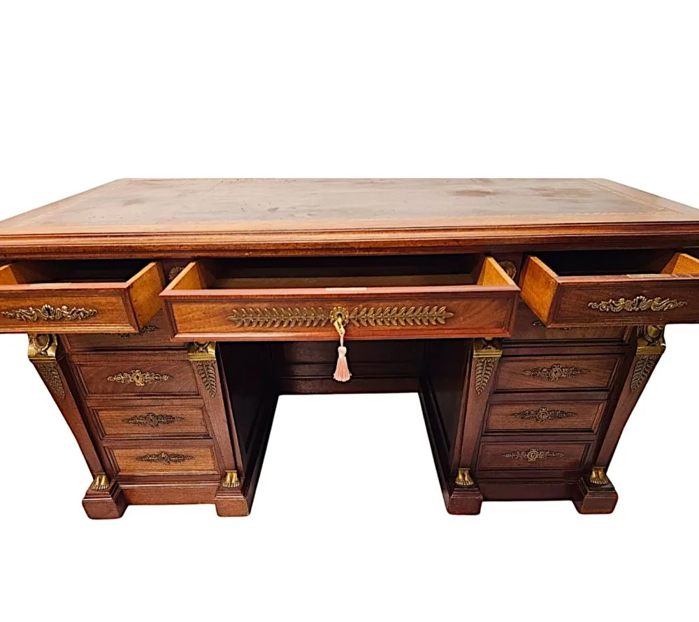 A Fabulous 19th Century French Empire Style Office Desk with Ormolu Mounts by Saddier et Ses Fils Paris