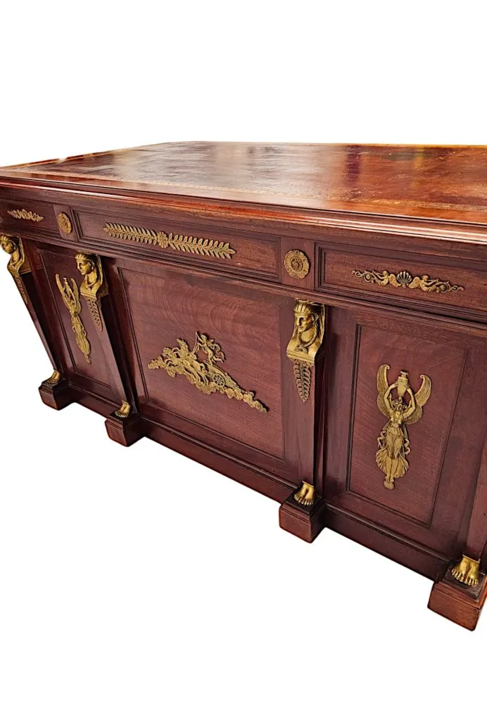 A Fabulous 19th Century French Empire Style Office Desk with Ormolu Mounts by Saddier et Ses Fils Paris