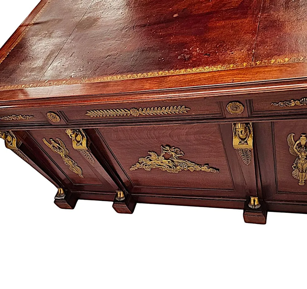 A Fabulous 19th Century French Empire Style Office Desk with Ormolu Mounts by Saddier et Ses Fils Paris