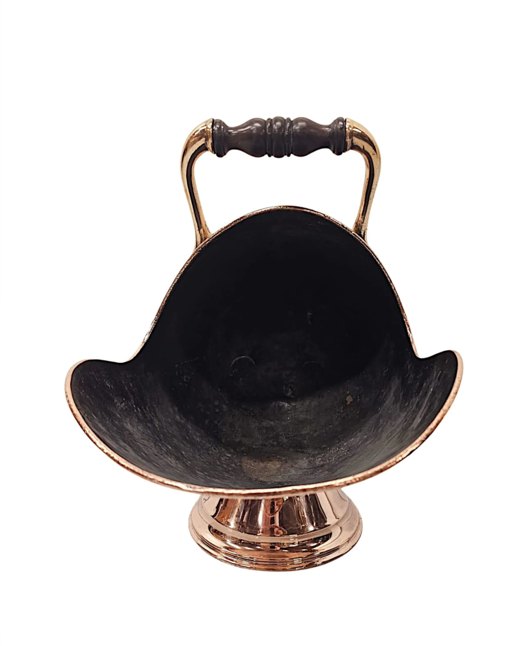 A Fabulous 19th Century Polished Copper and Brass Helmet Coal Scuttle 