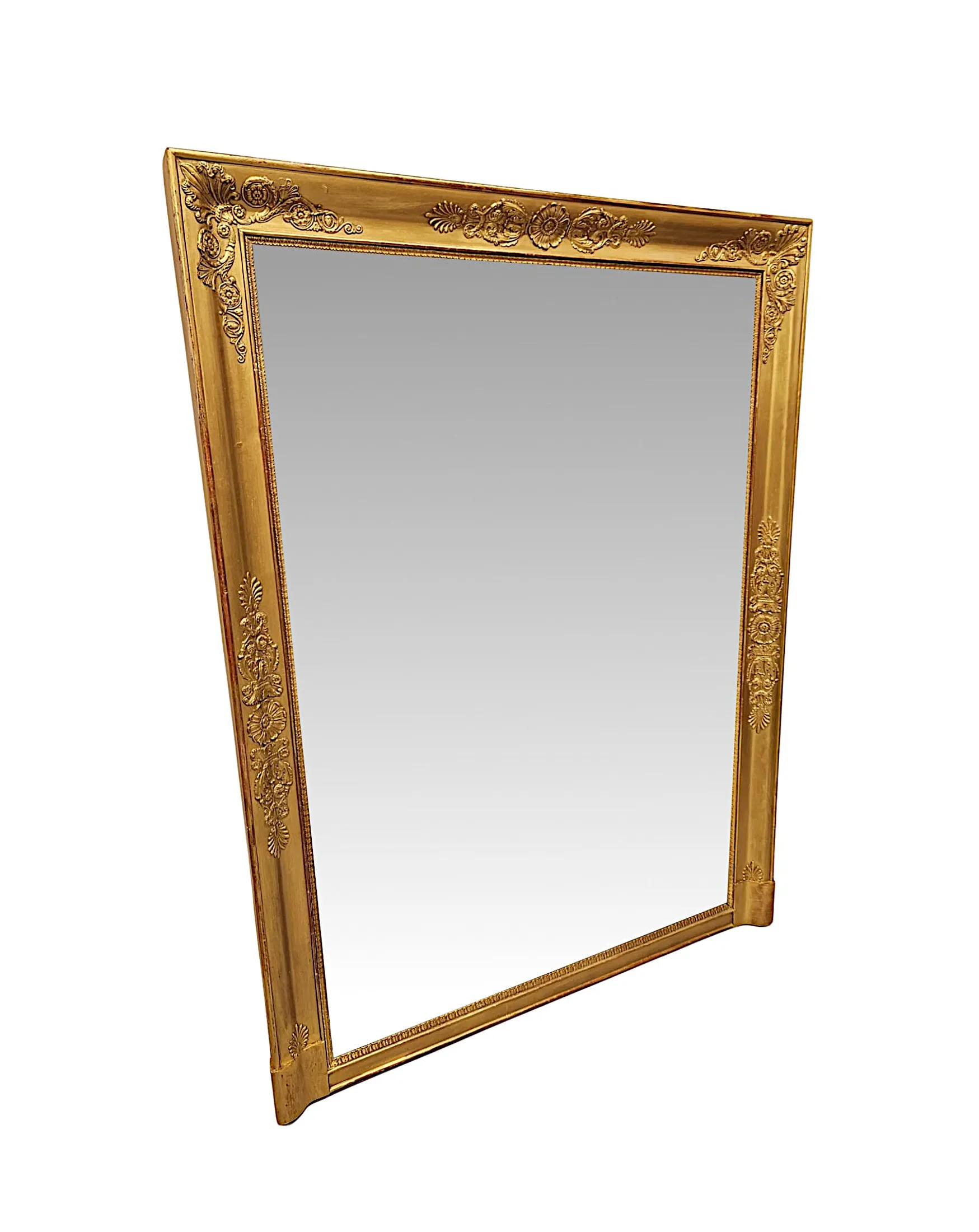 A Stunning Large 19th Century Giltwood Overmantel Mirror with Lovely Distressed Glass