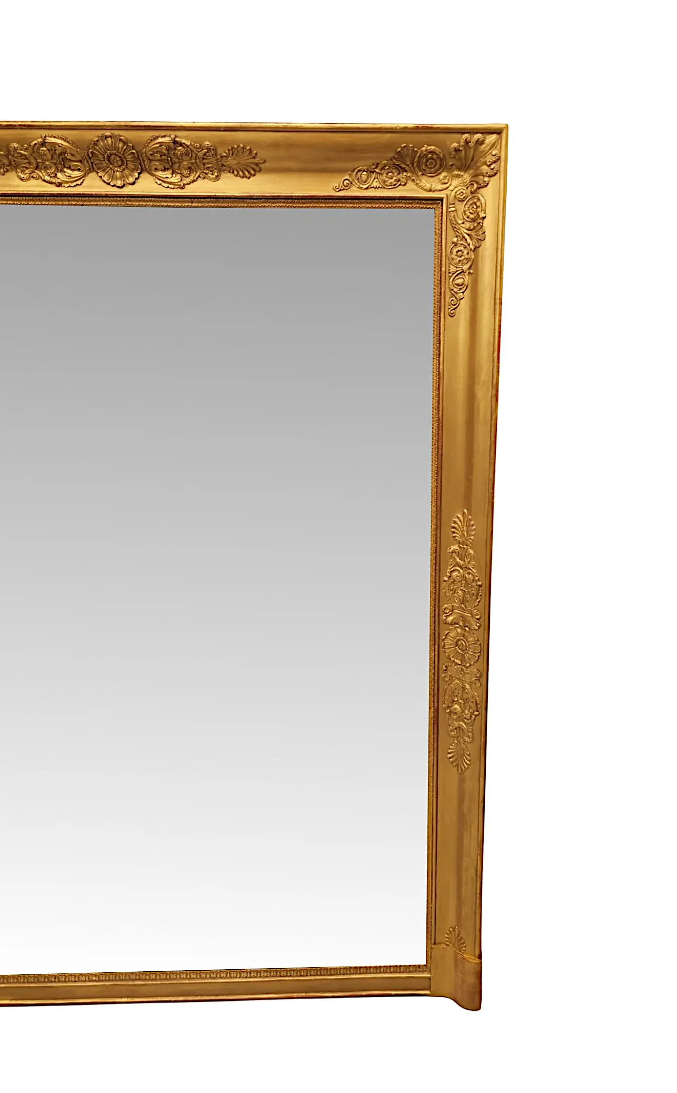 A Stunning Large 19th Century Giltwood Overmantel Mirror with Lovely Distressed Glass