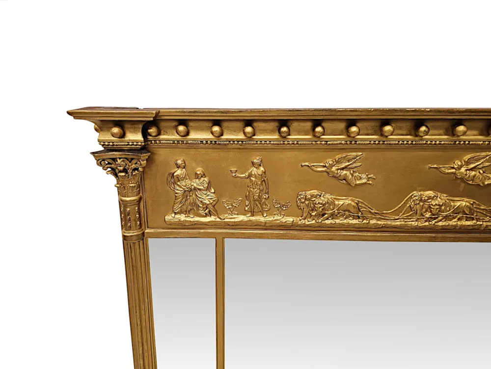 A Stunning 19th Century Giltwood Tryptych Glass Overmantel Mirror