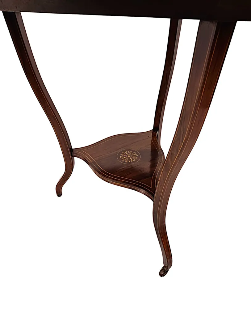 A Gorgeous Late 19th Century Inlaid Drop Leaf Triangular Occasional or Lamp Table