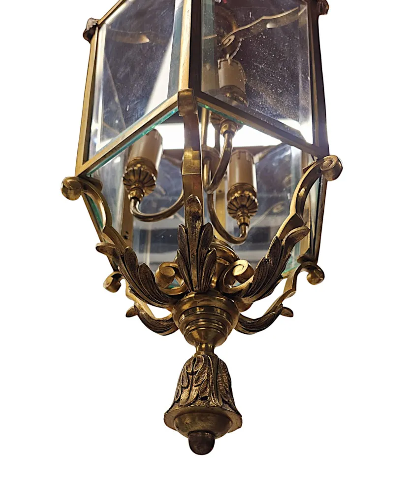 A Fabulous Large 20th Century Brass Lantern with Bevelled Glass