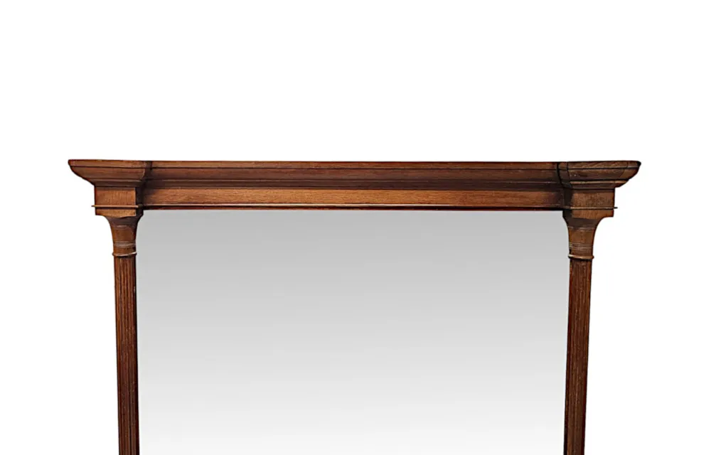 A Lovely Unusual 19th Century Solid Oak Framed Large Size Overmantel Mirror