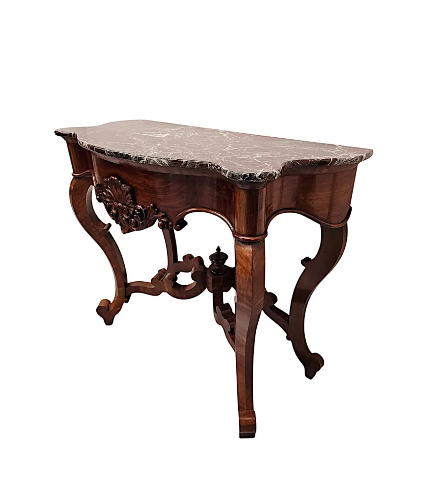 A Very Rare Pair of 19th Century Marble Top Console Tables