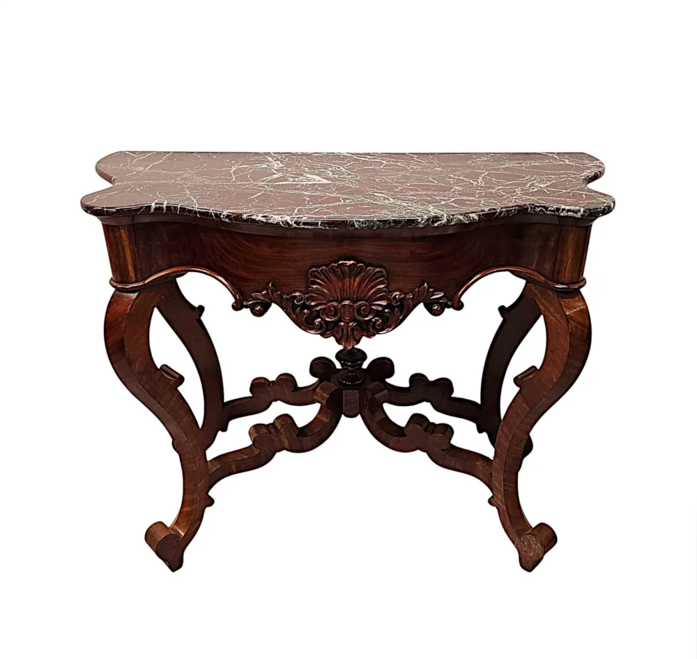 A Very Rare Pair of 19th Century Marble Top Console Tables