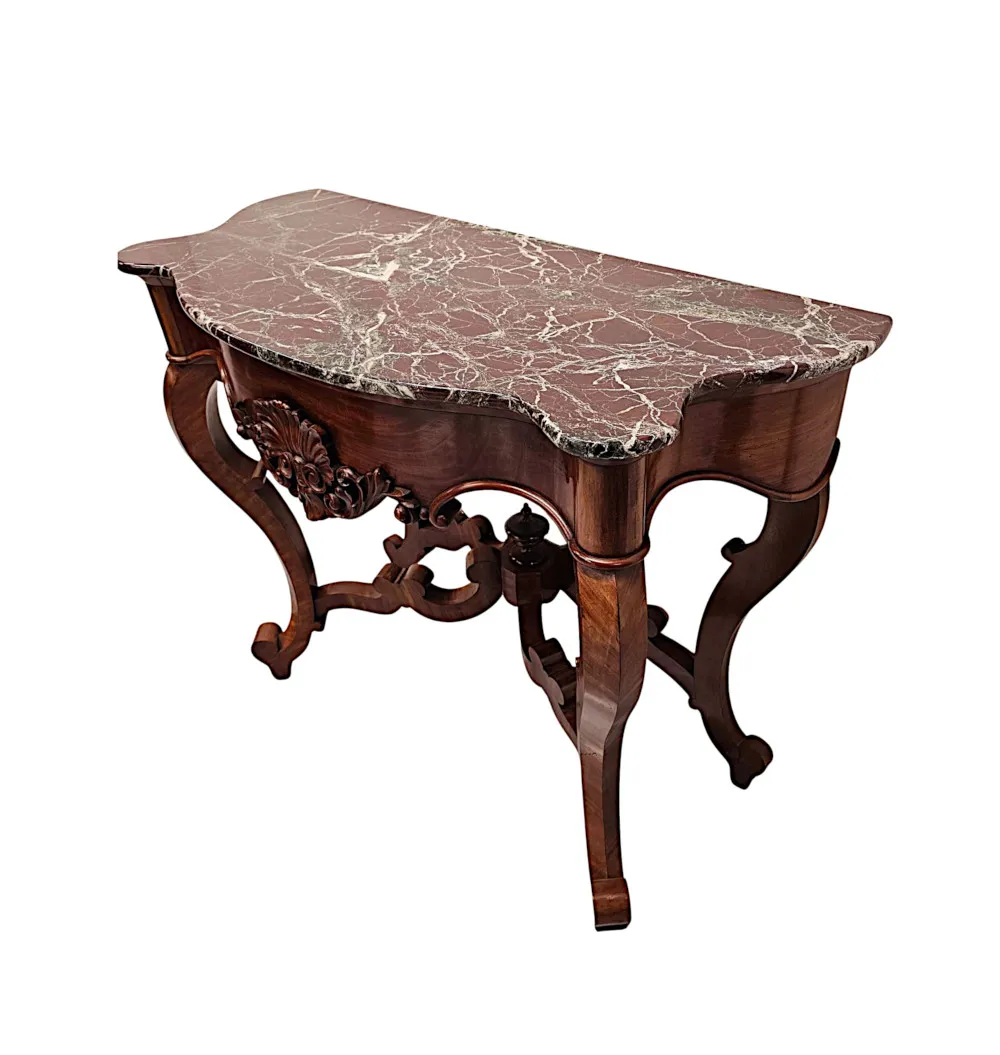 A Very Rare Pair of 19th Century Marble Top Console Tables