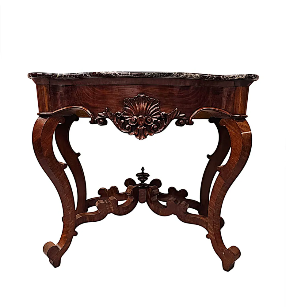 A Very Rare Pair of 19th Century Marble Top Console Tables