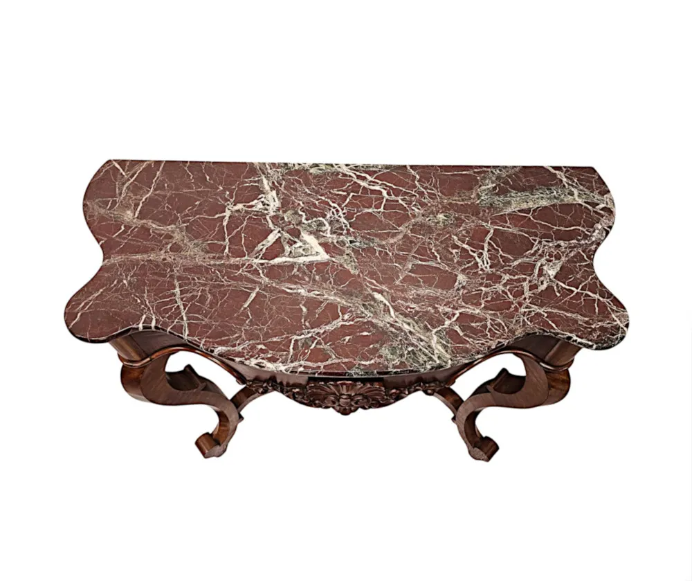A Very Rare Pair of 19th Century Marble Top Console Tables
