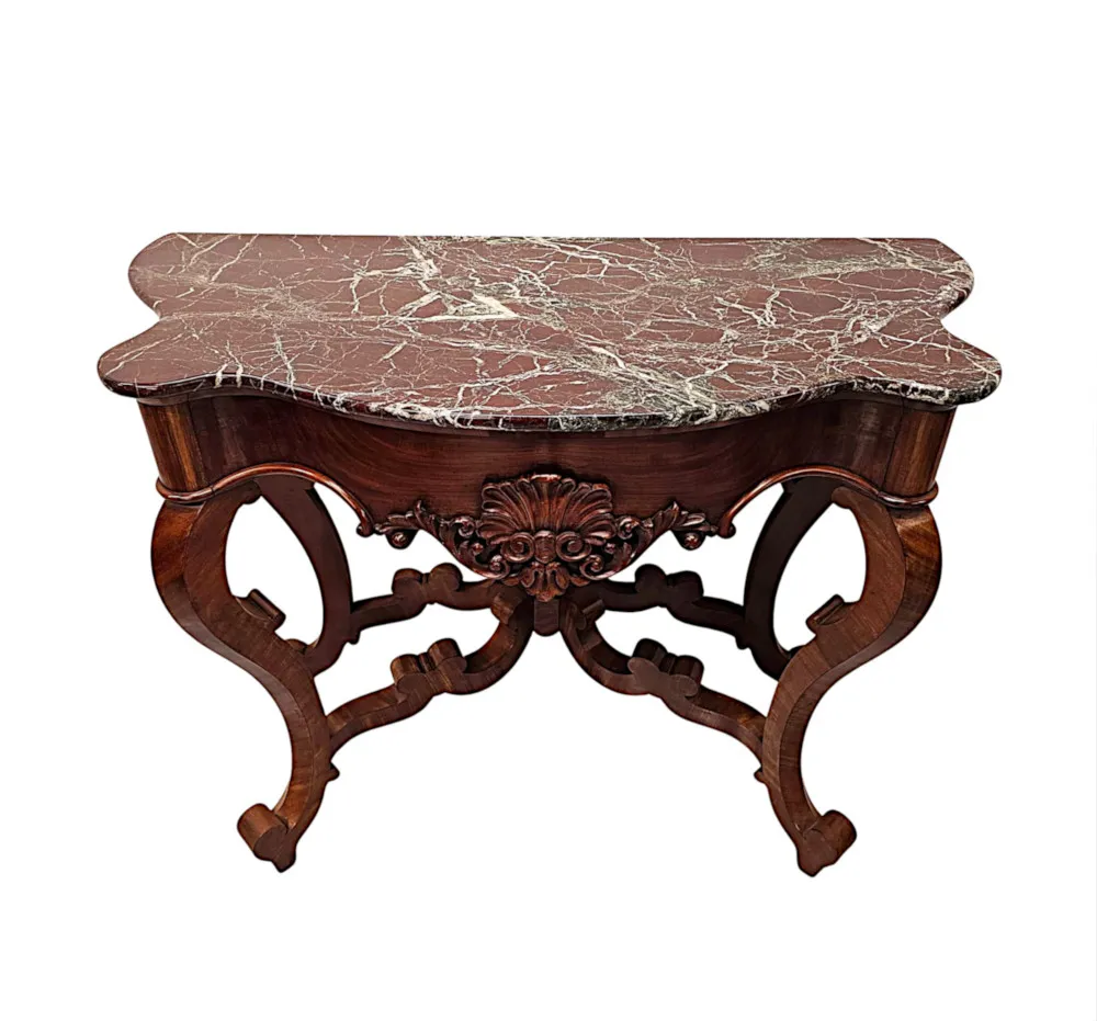 A Very Rare Pair of 19th Century Marble Top Console Tables