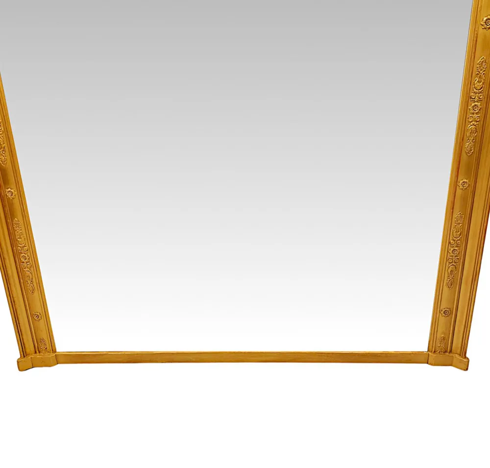 A Gorgeous Large Size 19th Century Giltwood Overmantel Mirror