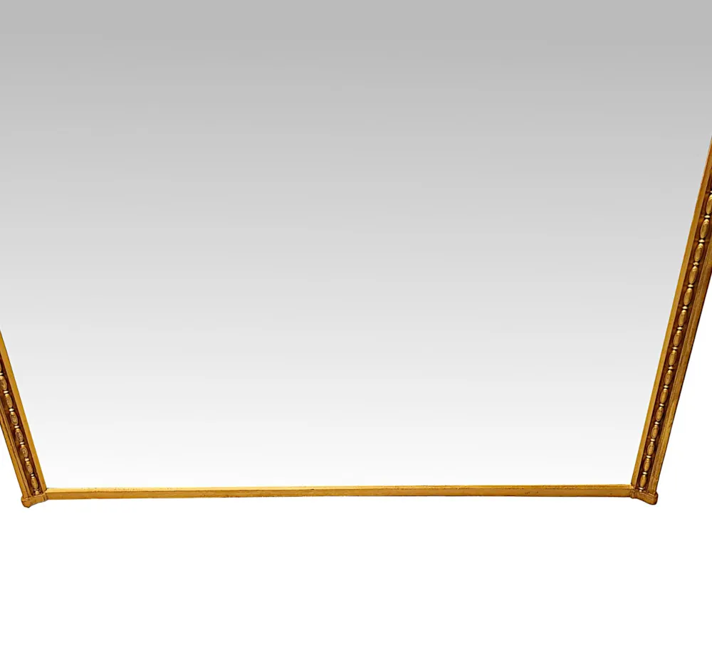 A Fabulous Elegantly Simple Large 19th Century Giltwood Overmantel Mirror