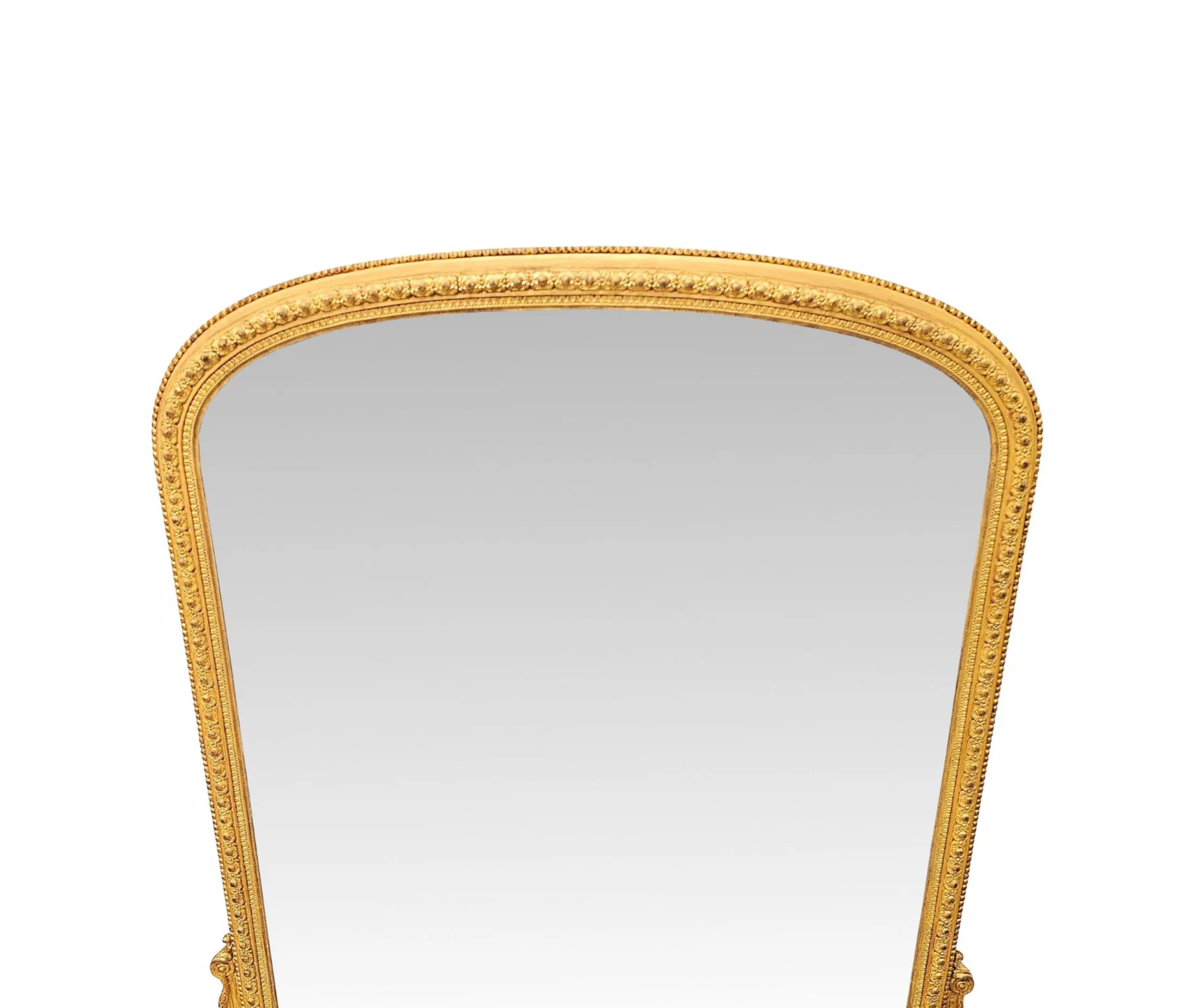A Very Fine 19th Century Giltwood Simple Design Giltwood Overmantel Archtop Mirror