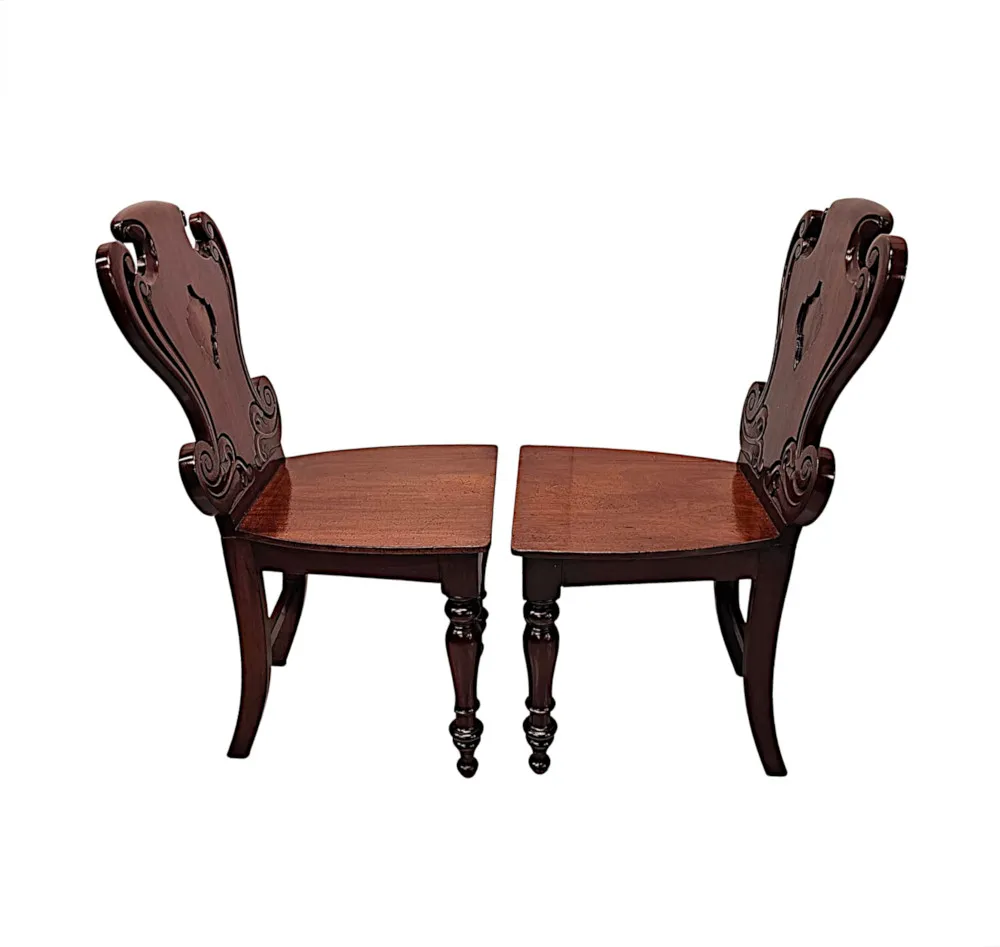 A Very Rare and Fine 19th Century Irish Set of Four Hall Chairs