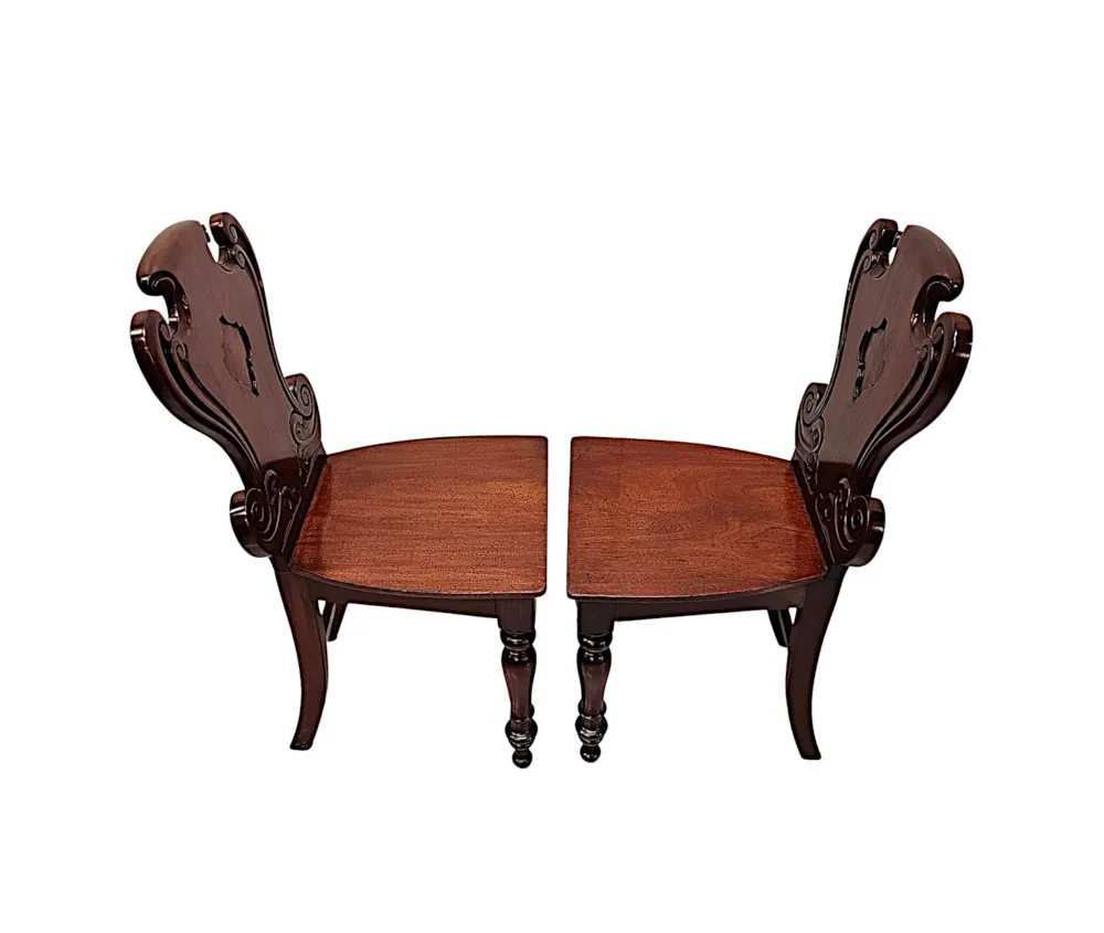 A Very Rare and Fine 19th Century Irish Set of Four Hall Chairs
