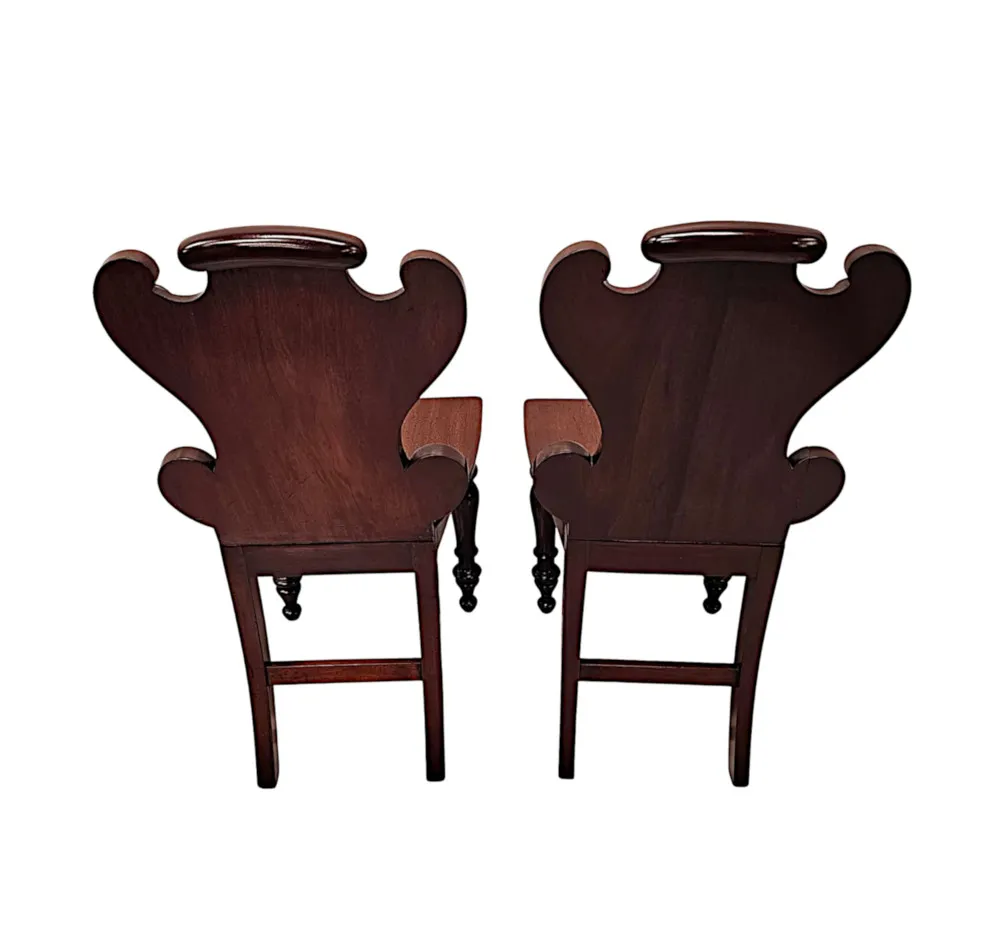 A Very Rare and Fine 19th Century Irish Set of Four Hall Chairs