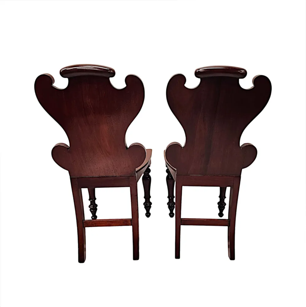 A Very Rare and Fine 19th Century Irish Set of Four Hall Chairs