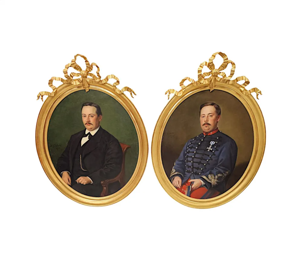  A Fabulous Large Pair of 19th Century Giltwood Framed Portraits