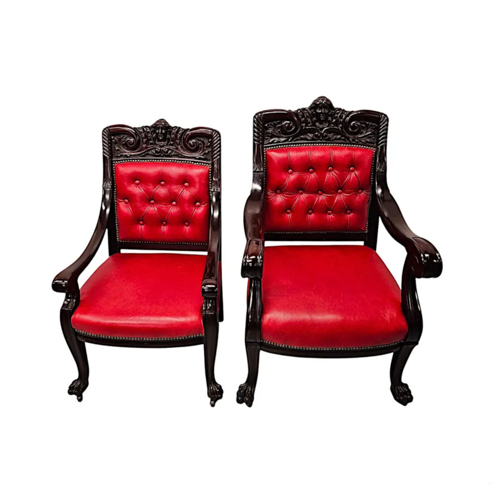  A Very Fine and Unusual Pair of 19th Century Country House Ladies and Gentlemans Armchairs
