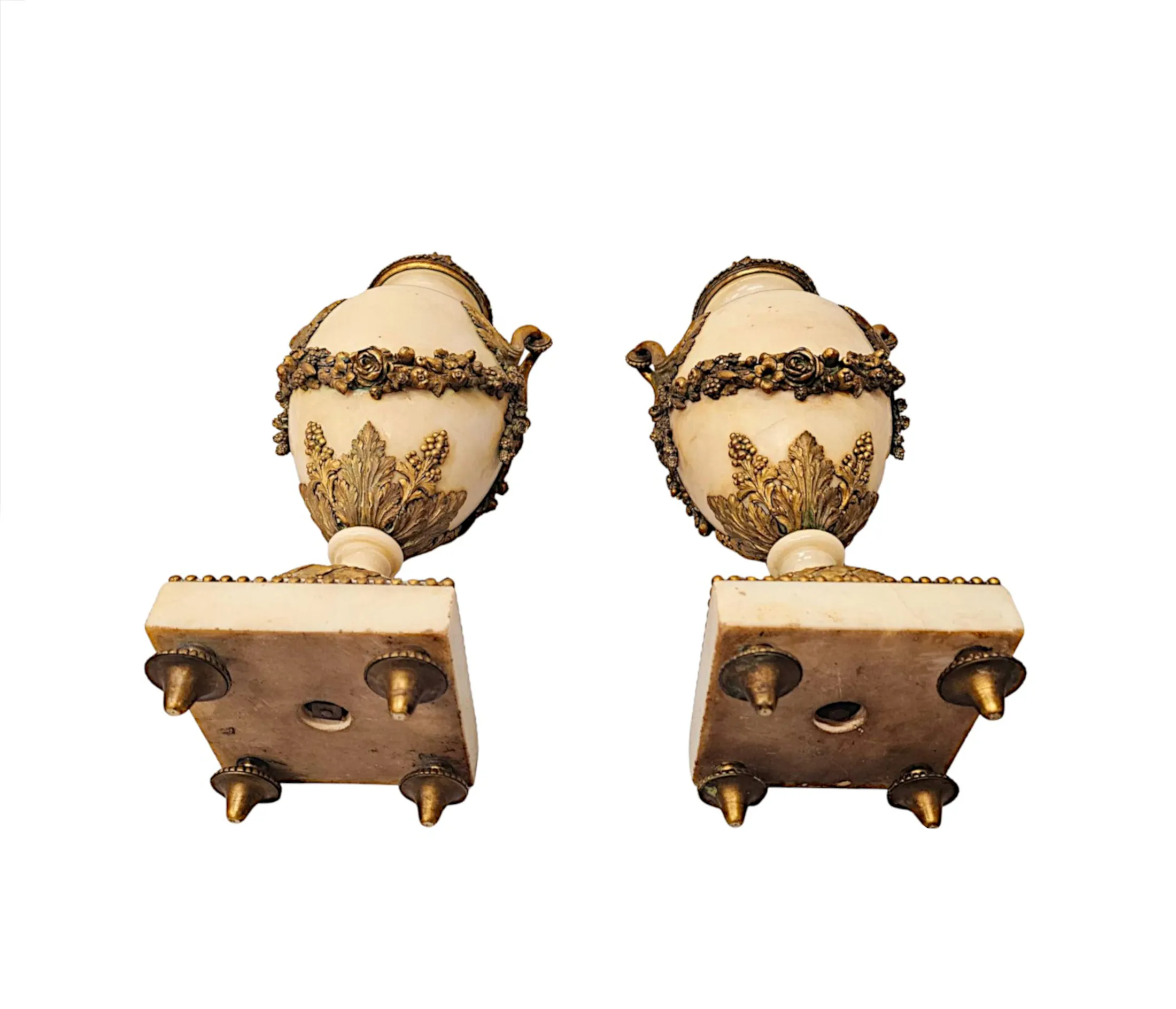 A Very Fine Pair of 19th Century Large Size Marble Cassolettes with Ormolu Mounts