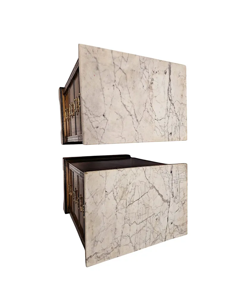 A Very Fine Pair of 19th Century Marble Top Bedside Chests