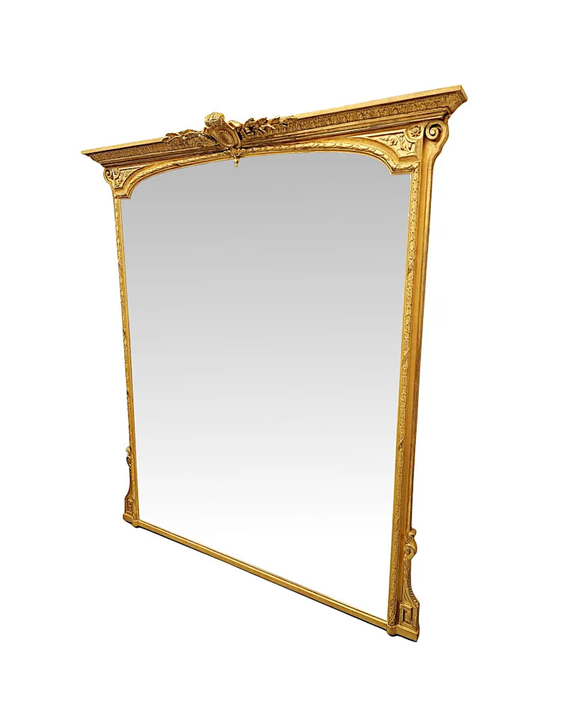  A Very Rare Large 19th Century Irish Country House Giltwood Overmantel Mirror