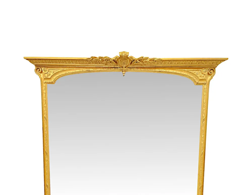  A Very Rare Large 19th Century Irish Country House Giltwood Overmantel Mirror