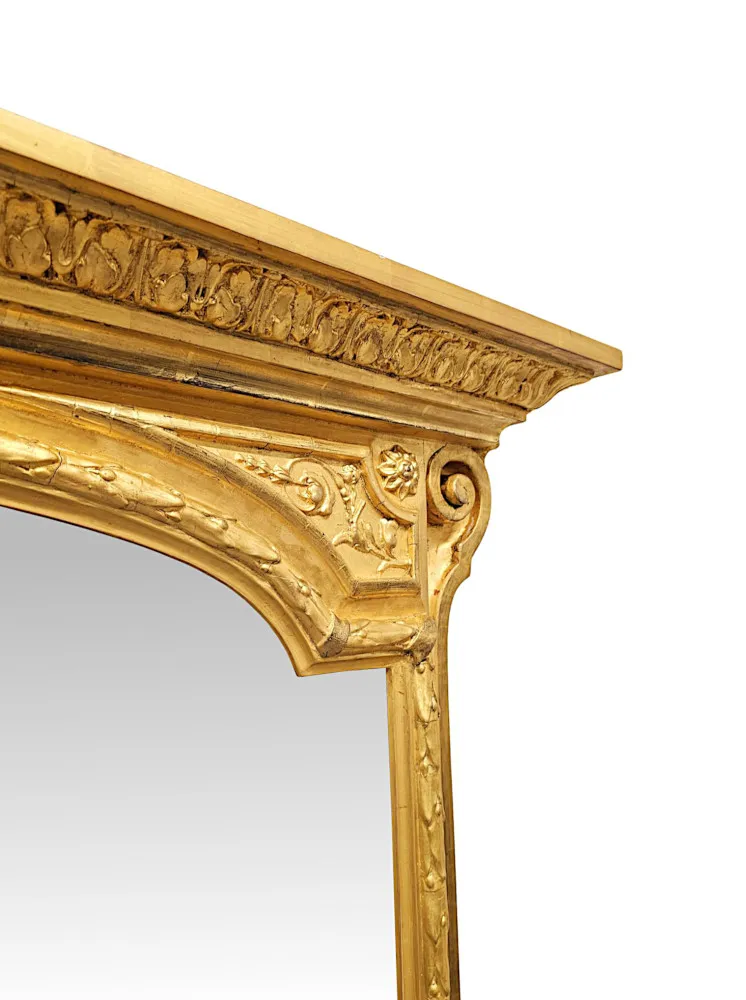  A Very Rare Large 19th Century Irish Country House Giltwood Overmantel Mirror