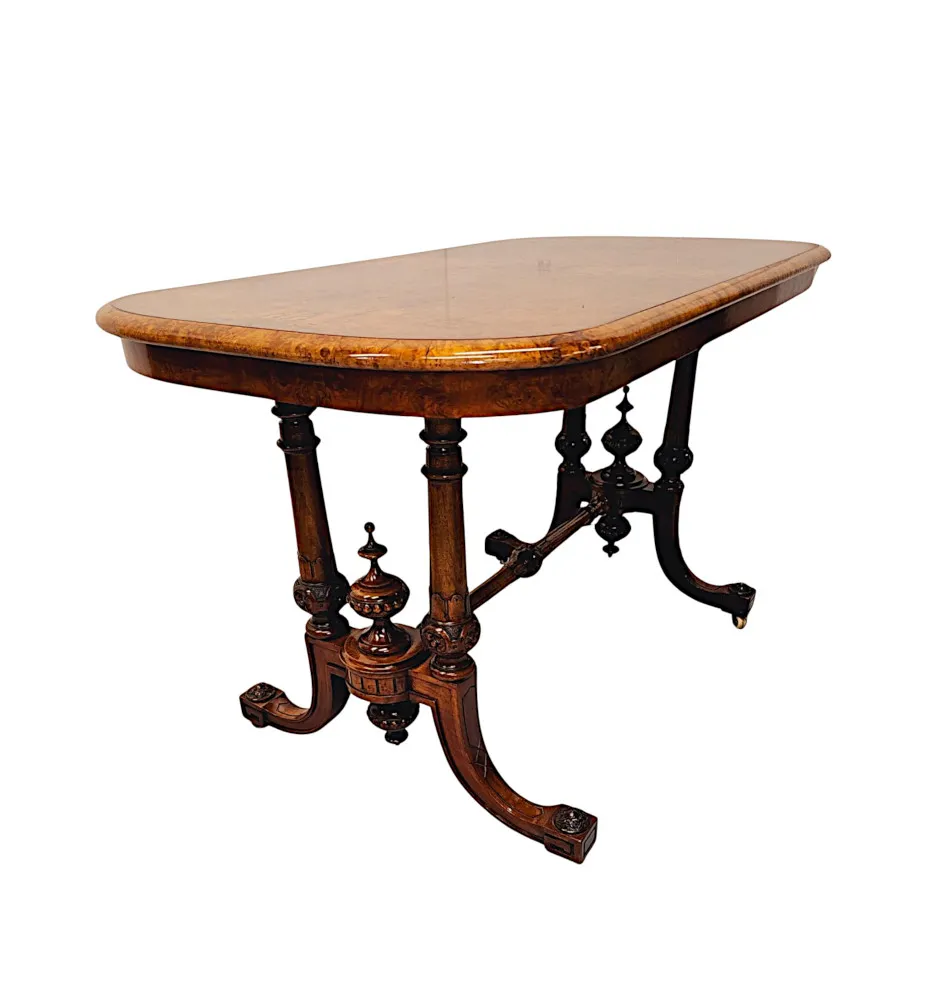  A Very Fine 19th Century Inlaid Burr Walnut Library or Centre Table