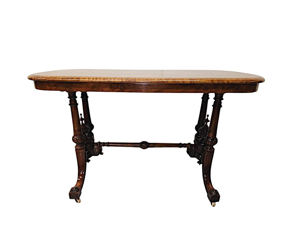  A Very Fine 19th Century Inlaid Burr Walnut Library or Centre Table