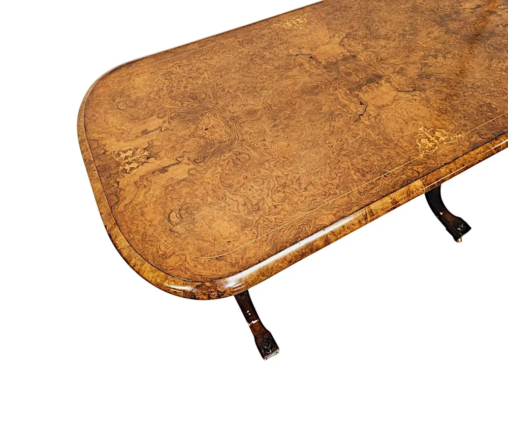  A Very Fine 19th Century Inlaid Burr Walnut Library or Centre Table