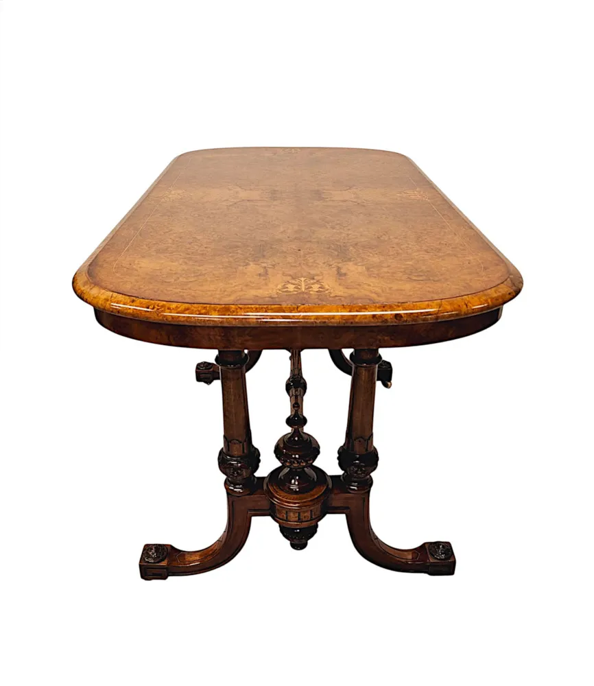  A Very Fine 19th Century Inlaid Burr Walnut Library or Centre Table