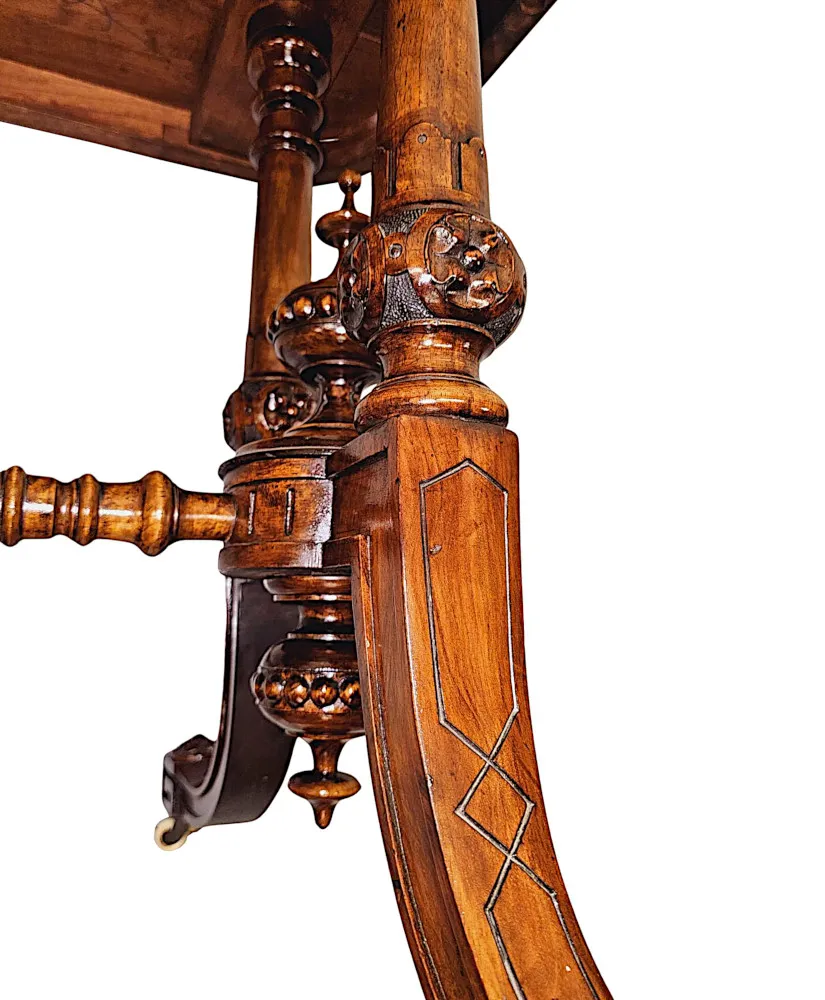  A Very Fine 19th Century Inlaid Burr Walnut Library or Centre Table