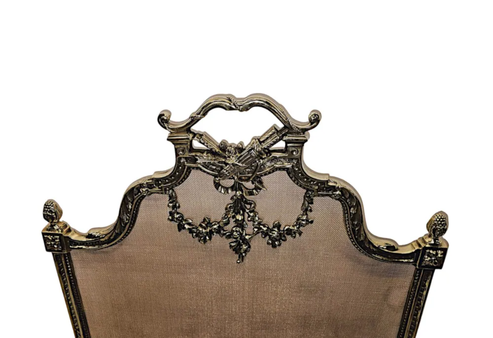 A Fabulous Fully Restored 19th Century Large Brass Fire Screen