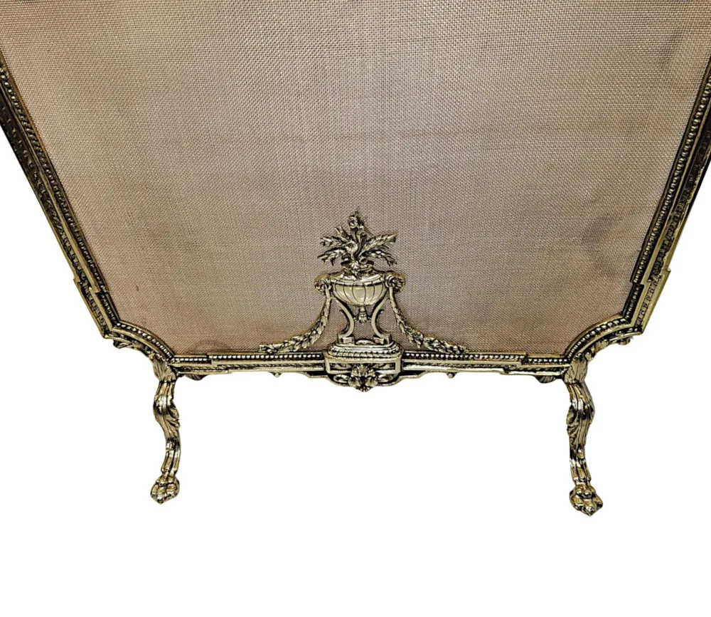 A Fabulous Fully Restored 19th Century Large Brass Fire Screen