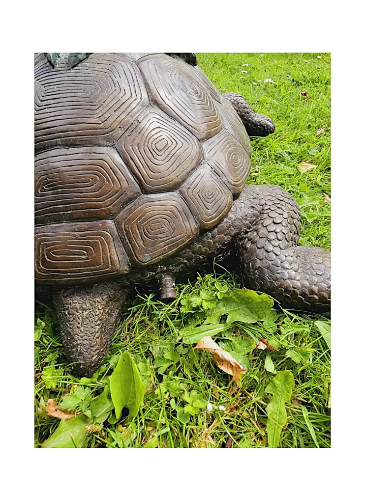 A Very Fine Bronze Animalier Garden Sculpture of a Tortoise and a Heron