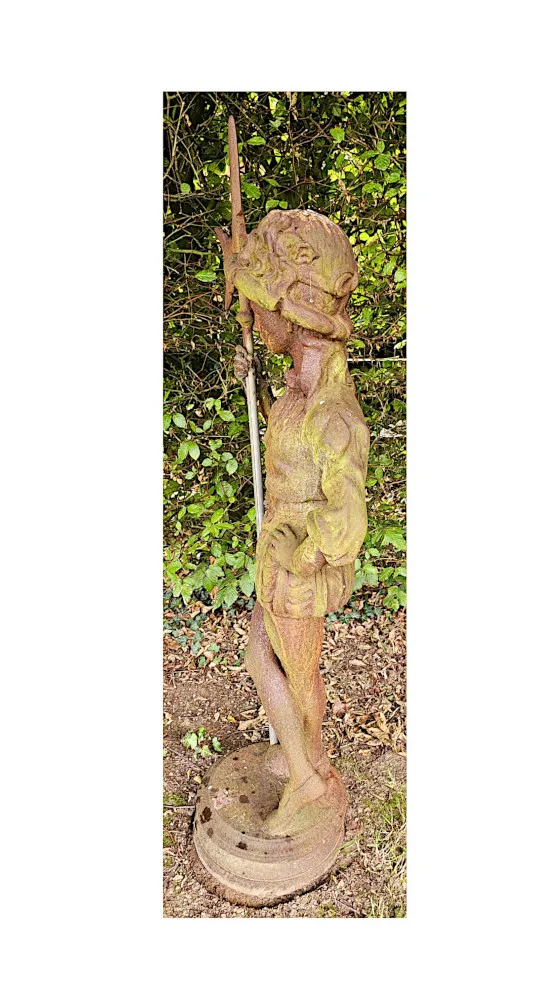 A Very Fine 20th Century Large Pair of Cast Iron Figurative Garden Sculpture of a Pair of Swiss Guards