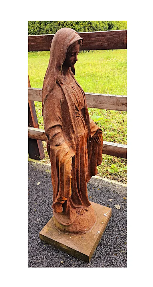 A Very Fine Cast Iron Figurative Garden Sculpture of The Madonna