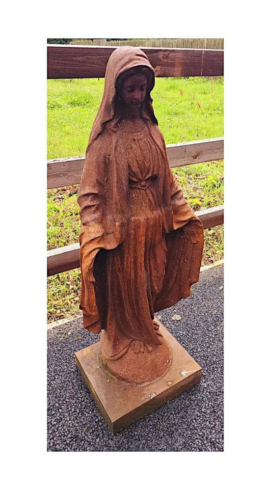 A Very Fine Cast Iron Figurative Garden Sculpture of The Madonna