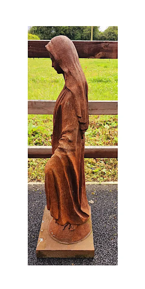 A Very Fine Cast Iron Figurative Garden Sculpture of The Madonna