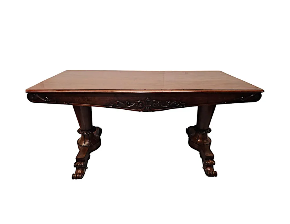 A Fantastic Early 19th Century William IV Irish Library Table Attributed To Dublin Maker 'Williams and Gibton'
