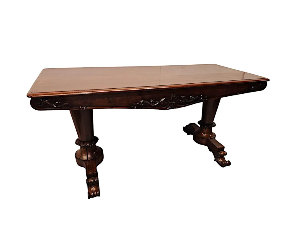 A Fantastic Early 19th Century William IV Irish Library Table Attributed To Dublin Maker 'Williams and Gibton'
