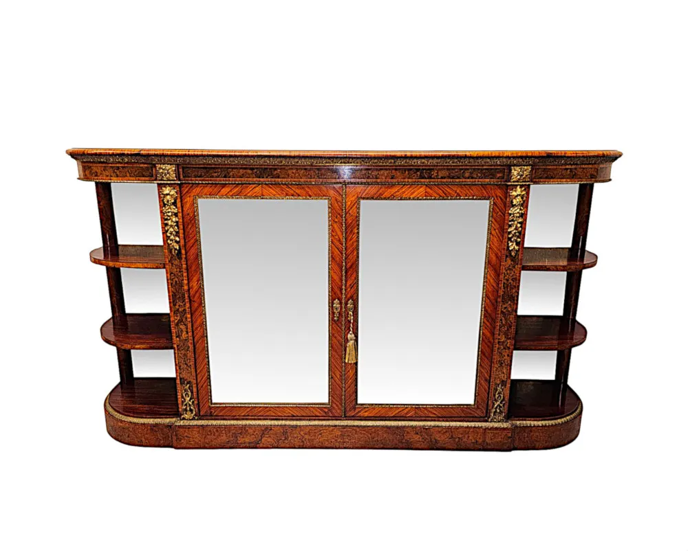 A Very Rare 19th Century Large Inlaid Burr Walnut Credenza Stamped 'Gillows' 